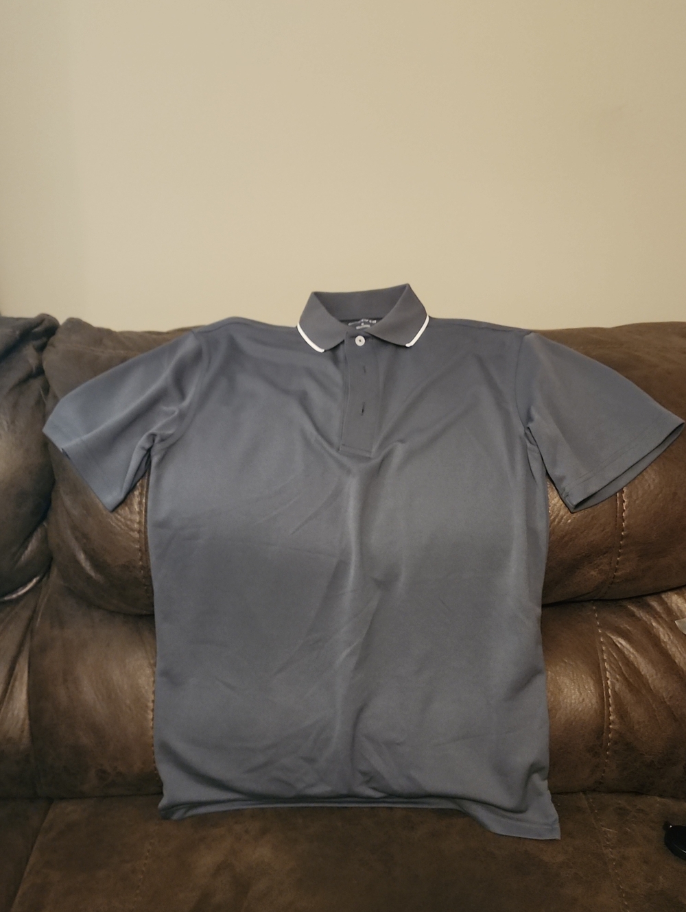 Men's Short-Sleeve Polo Shirt - Grey with Contrast Collar